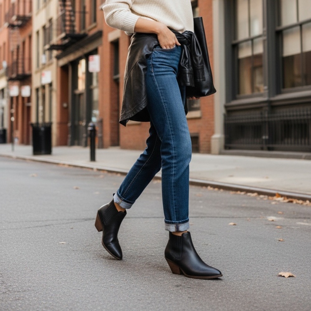 Portland Leather Dakota Black Ankle Booties